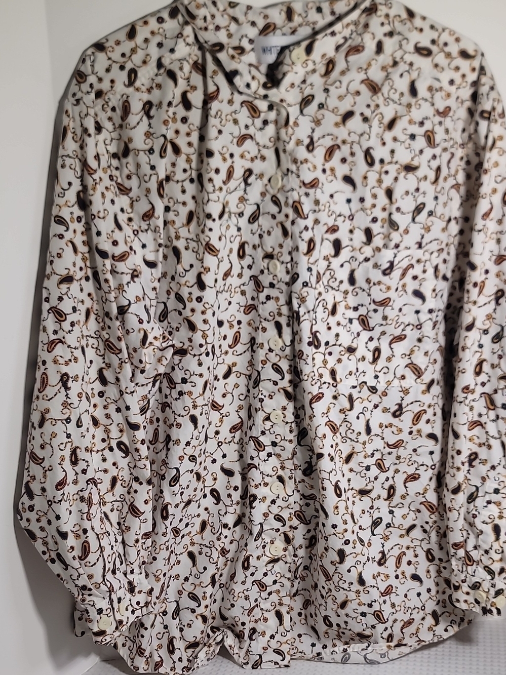 Women’s Printed Skirt — Cream with Brown Paisley